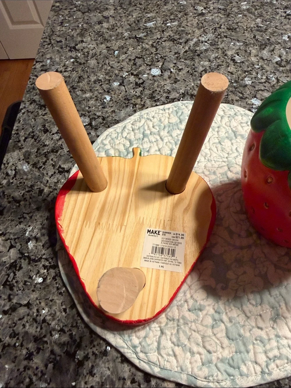 Strawberry Ceramic Planter and strawberry stool Set - Red & Green